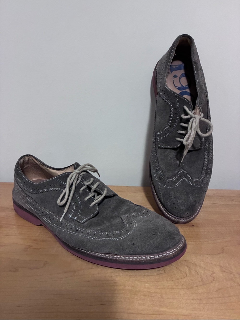 Nordstrom 1901 Wingtip Oxford Shoes Mens Size 11.5 Gray Suede Brogue Lace Up